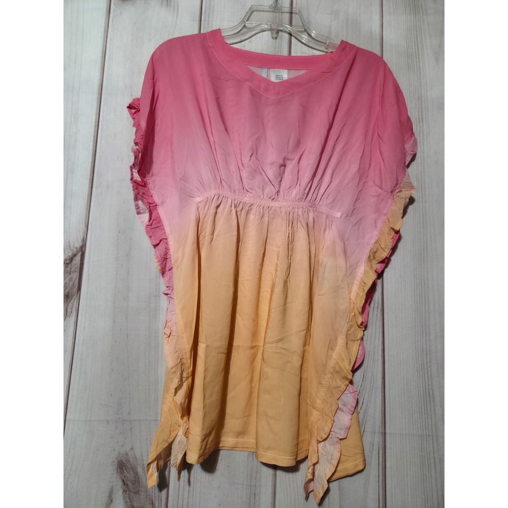 Breaking Waves Girls Pink Orange Ombre Kimono Swim Cover Up Size 10‎ NWT